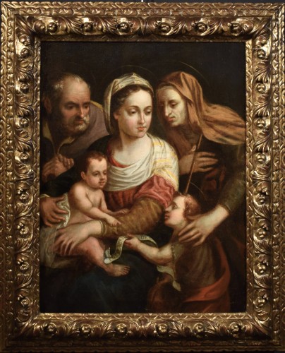 Sainte Famille - École italienne du XVIe siècle, cercle de G.B. Ramenghi dit Bagnocavallo ( 1521-1601)